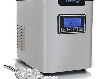 Countertop Digital Ice Cube Maker - Upgraded Portable Stainless Steel Ice Molder Machine, Stain Resistant w Built-in Freezer, Over-Sized Ice Bucket Machine w Easy-Touch Buttons, Silver - NutriChef Online now