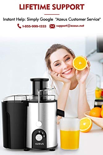 [ Unique Version] AZEUS Centrifugal Juicer Machines, Juice Extractor with Germany-Made 163 Chopping Blades (Titanium Reinforced) & 2-Layer Centrifugal Bowl, High Juice Yield, Easy to Clean, Anti-Drip,100% BPA-Free, ETL Listed, Catcher & Brush Included Cheap