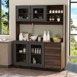 AIEGLE Large Kitchen Hutch Storage Cabinet, Pantry Cabinets with Hutch, Freestanding Cupboard with 4 Doors, 4 Drawers & Microwave Shelf, Kitchen Storage Buffet, Dark Walnut (63  W x 15.7  D x 74.8  H) Fashion