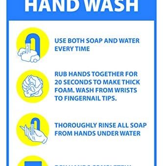 Employee Hand Wash Guide Sticker | Workplace Safety Signs for Public Restrooms, Restaurants, and Hospitals (Pack of 6) Online now