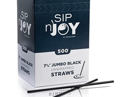 [500-Pack] Plastic Straws - 7.75 Inches Long, Drinking Straws, Standard Size, Bulk Pack, Black on Sale