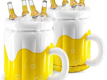 2 Pack Inflatable Beer Mug Cooler Beach Party - Inflatable Drink Coolers for Parties - 2 in1 Pool Drink Floatie Blow Up Cooler - Spongebob Party Supplies - Cheers and Beers to 30 Years For Discount