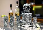 Tequila Decanter Set, Liquor Decanter with Shot Glasses and Mexican Sombrero, Hand-painted Decanter, Skull Decanter, Bar Decoration, Unique Tequila Gift, Gift For Dad, (Black Decanter Set) Cheap