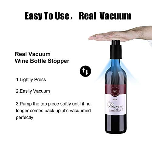 [2 PACK]Wine Bottle Stoppers, Reusable Wine Stoppers, Vacuum Wine Preserver with Time Scale Record, Wine Savers Vacuum Pump Corks Keep Wine Really Fresh, Best Gift Accessories. Supply