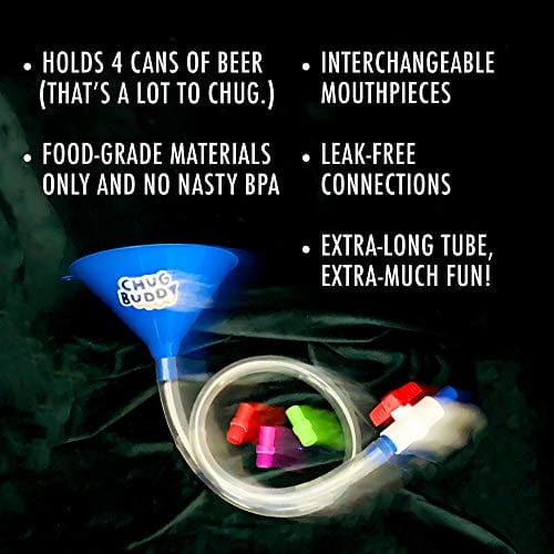 Chug Buddy Beer Bong, Beer Funnel with Hose, Drinking Funnel, Beer Bongzilla Funnel Bachelor Party Games, 4 Interchangeable Mouth Pieces, Long Funnel 3ft Tube, Beer Stick College Party, Drinking Games Online Sale