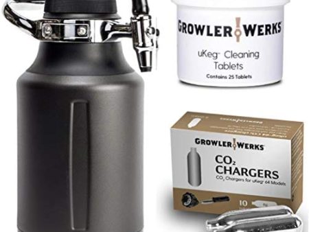 GrowlerWerks uKeg Go Tungsten - 10 CO2 Chargers - 25 Cleaning Tablets Cheap