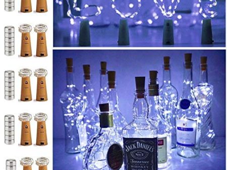 10 Pack 20 LED Wine Bottle Cork Lights Mini Fairy String Lights Copper Wire, Battery Operated Starry Lights for DIY, Festival, Wedding, Party, Indoor, Outdoor Decoration (Cool White) For Discount