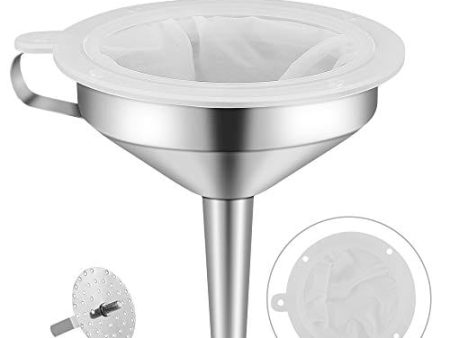 Lakatay 5-Inch Food Grade Stainless Steel Kitchen Funnel with 200 Mesh Food Filter Strainer for Transferring of Liquid Dry Ingredients and Metal Cooking Funnel Online now