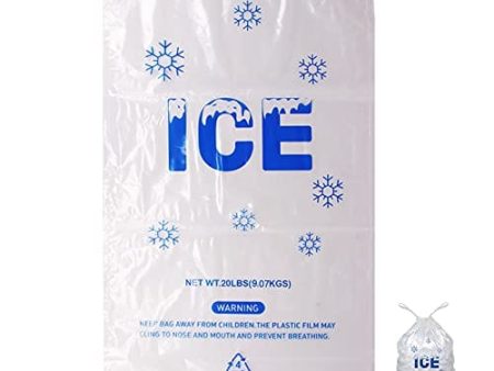 Belinlen 100 PACK 20 lb. Plastic Drawstring Ice Bags 14 x 28 Inch Heavy-Duty Plastic Ice Bags with Plastic Draw String (2.8mil Thickness) Fashion