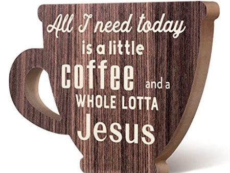 All I Need Today is a Little Coffee and a Whole Lotta Jesus Wooden Sign Coffee Station Decor Coffee Cup Wooden Decor Vintage Wood Coffee Station Decorations for Home Office Coffee Bar For Discount