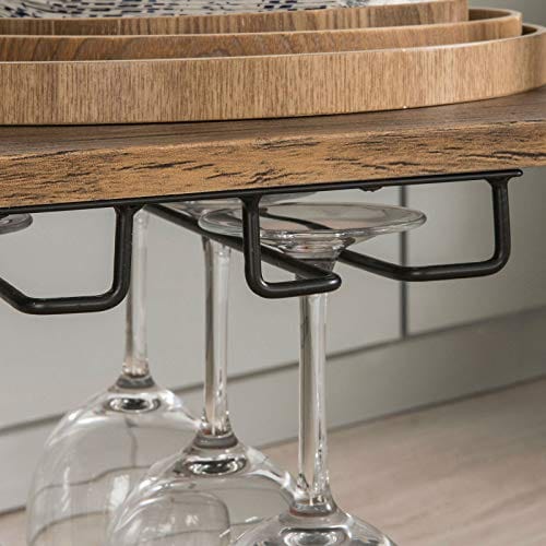 Haotian FKW56-N, Bar Serving Cart, Home Myra Rustic Mobile Kitchen Serving cart with Removable Tray, Industrial Vintage Style Wood Metal Serving Trolley (Brown) For Cheap