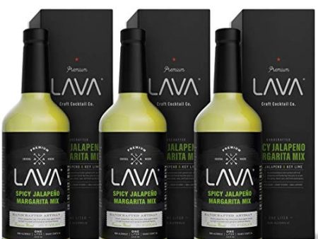 (3 Pack) LAVA Premium Spicy Jalapeño Margarita Mix by LAVA Craft Cocktail Co., Made with Real Jalapeños, Agave Nectar, Key Limes, Lots of Flavor and Ready to Use Supply