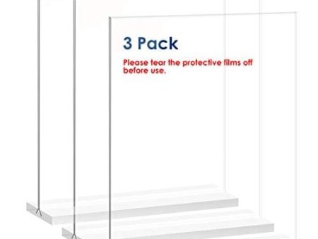 Acrylic Sign Holder 8.5x11 Inch 3 Pack Vertical T Shape Double-Sided Desktop Display Holder. (Optional 8.5x11 8.5x5.5 5x7 Horizontal and Vertical) Online