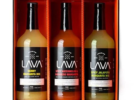 (3 Pack) LAVA Premium Margarita Mix Variety Pack Comes with Spicy Jalapeno, Skinny Margarita, & Spicy Watermelon Habanero, 1-Liter (33.8oz) Online now