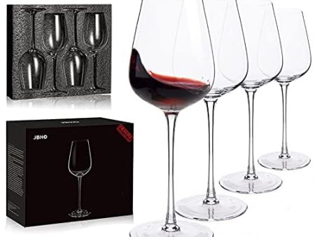 JBHO Hand Blown Italian Style Crystal Bordeaux Wine Glasses - Great Gift Packaging - Red Wine Glasses Lead-Free Premium Crystal Clear Glass - Set of 4 - 18 Ounce Online