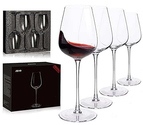 JBHO Hand Blown Italian Style Crystal Bordeaux Wine Glasses - Great Gift Packaging - Red Wine Glasses Lead-Free Premium Crystal Clear Glass - Set of 4 - 18 Ounce Online